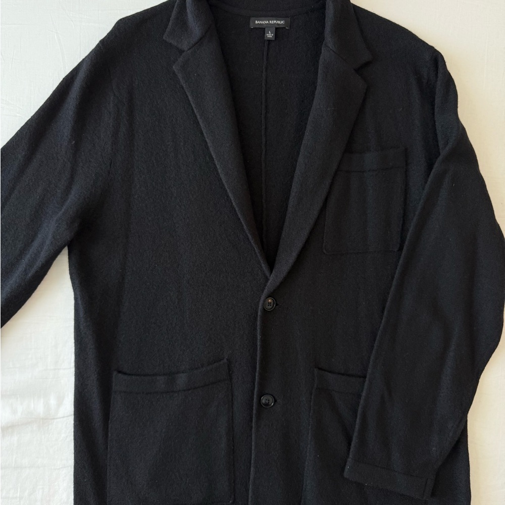 Banana Republic Knit Black Button-Up Blazer